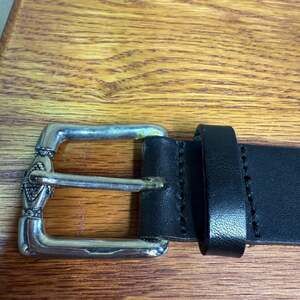 Albatross  Italy Black Leather Buckle women belt vintage‎ Y2K sz L